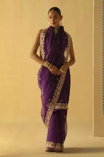 Hannah - deep purple saree set