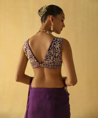 Hannah - deep purple saree set 3
