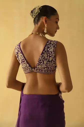 Hannah - deep purple saree set