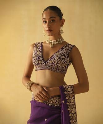 Hannah - deep purple saree set 4
