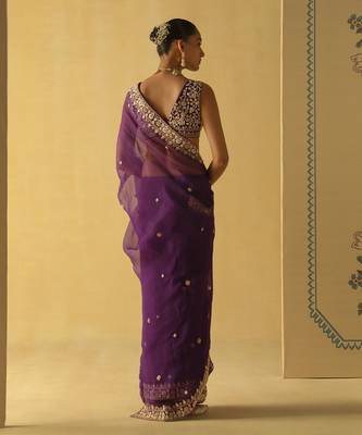 Hannah - deep purple saree set 5