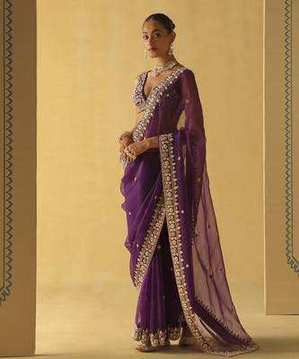 Hannah - deep purple saree set 1