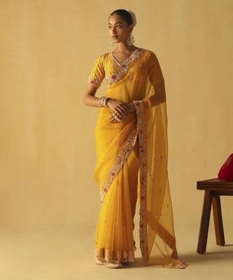 Afsa - mustard saree set 1