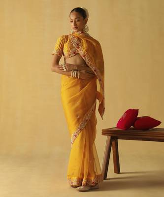Afsa - mustard saree set 2