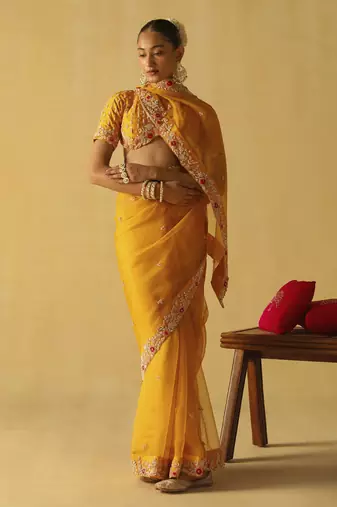 Afsa - mustard saree set