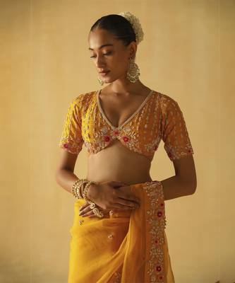 Afsa - mustard saree set 3