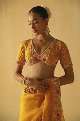 Afsa - mustard saree set