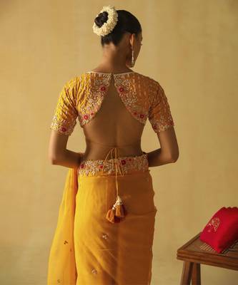 Afsa - mustard saree set 4