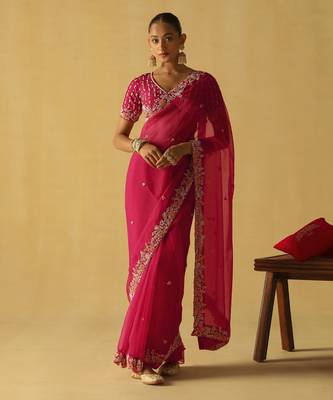 Afsa - hotpink saree set 1