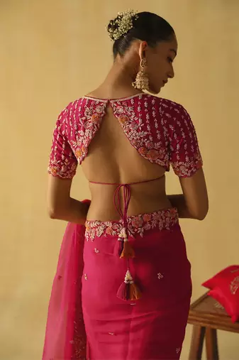 Afsa - hotpink saree set