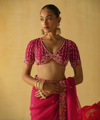 Afsa - hotpink saree set 3