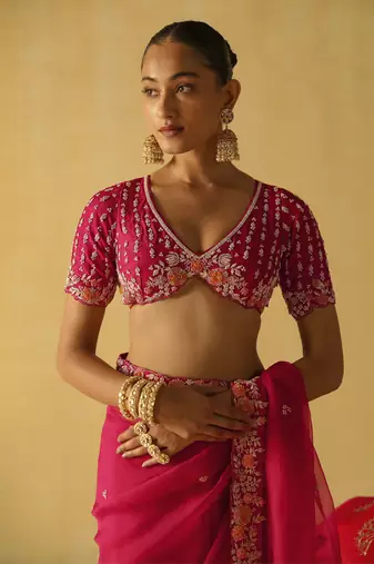 Afsa - hotpink saree set