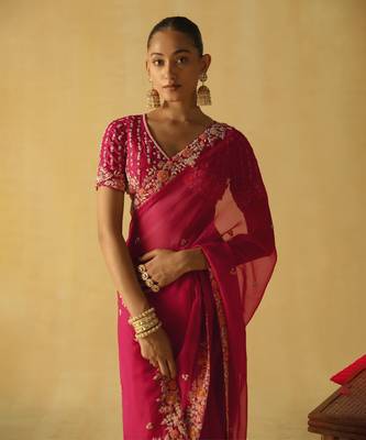 Afsa - hotpink saree set 4