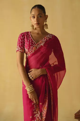 Afsa - hotpink saree set