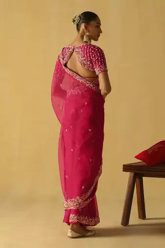 Afsa - hotpink saree set