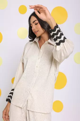 Off white  shirt and pant 2 piece set summer relaxed linen co-ord set