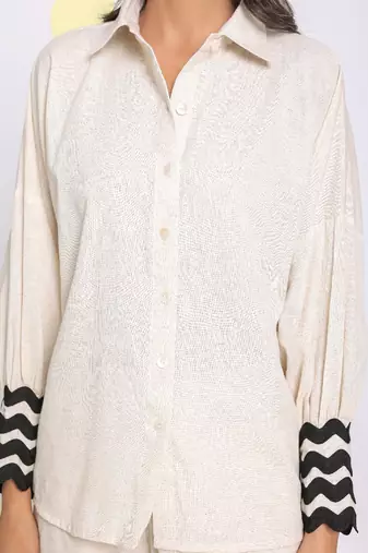 Off white  shirt and pant 2 piece set summer relaxed linen co-ord set