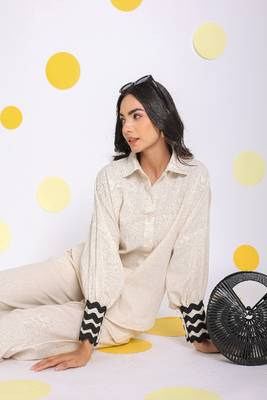 Off white  shirt and pant 2 piece set summer relaxed linen co-ord set 8