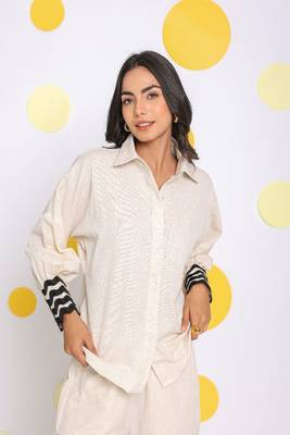 Off white  shirt and pant 2 piece set summer relaxed linen co-ord set 9