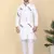 Men linen ethnic motifs embroidered white kurta and white trouser pant