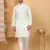 Men cotton silk solid embroidered green kurta with trouser pant