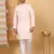 Men cotton silk solid embroidered peach kurta with trouser pant