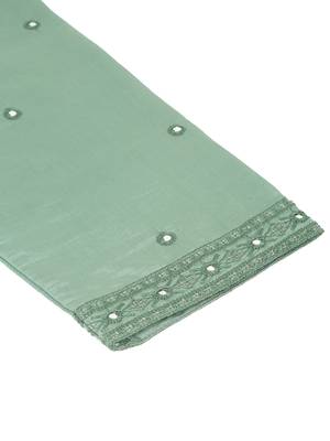 Men cotton silk mirror work yoke design green kurta with salwar 5