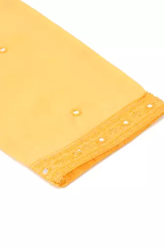 Men cotton silk mirror work yoke design yellow kurta with salwar