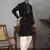 Men cotton silk mirror work yoke design black kurta with salwar