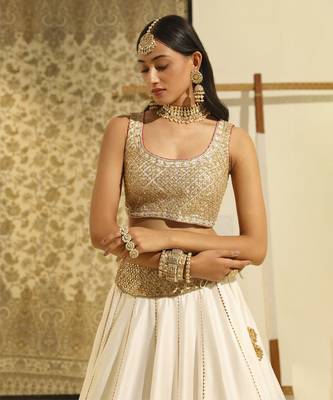 Kaarigari Aayan Daisy Ivory Lehenga Set 4