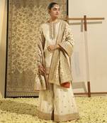 Kaarigari suleman daisy ivory short kurta with sharara and odhni set