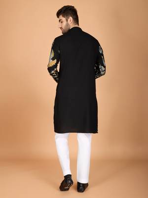 Exclusive wedding wear viscose rayon thread embroidered work kurta only 3