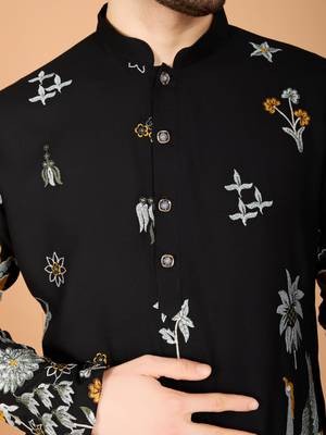 Exclusive wedding wear viscose rayon thread embroidered work kurta only 4