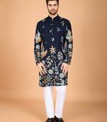 Exclusive wedding wear viscose rayon thread embroidered work kurta only