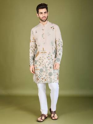 Exclusive wedding wear viscose rayon thread embroidered work kurta only 1