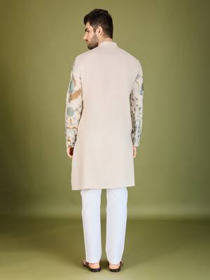 Exclusive wedding wear viscose rayon thread embroidered work kurta only 3
