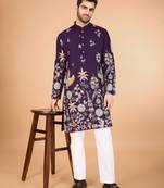 Exclusive wedding wear viscose rayon thread embroidered work kurta only