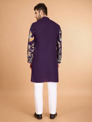 Exclusive wedding wear viscose rayon thread embroidered work kurta only 3