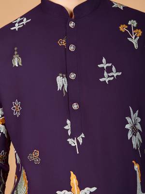 Exclusive wedding wear viscose rayon thread embroidered work kurta only 4