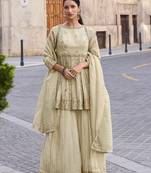 Off white silk embroidered Palazzo suit