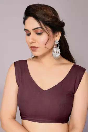 Maroon block print chiffon saree with unstiched blouse piece