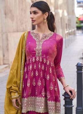 Pink silk embroidered Palazzo suit 2