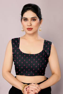 Pink floral print kota doria polyester saree with unstiched blouse piece 5