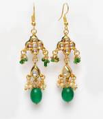 Green & dangler earring with kundan