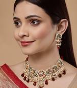Laal moti drop earring