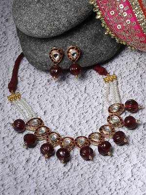 Surkh soorat haar with earrings jewellery set 2