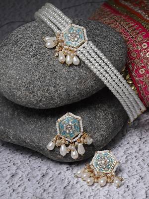 Neela samundar chokar with earrings jewellery set 2