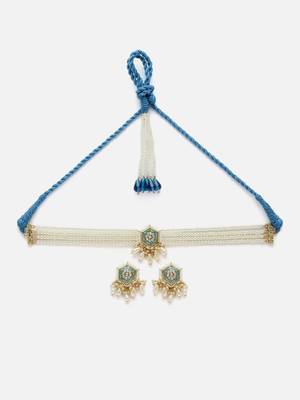 Neela samundar chokar with earrings jewellery set 3