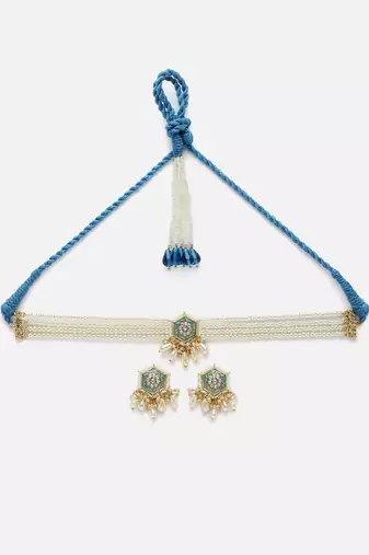 Neela samundar chokar with earrings jewellery set