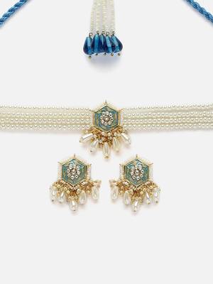 Neela samundar chokar with earrings jewellery set 4